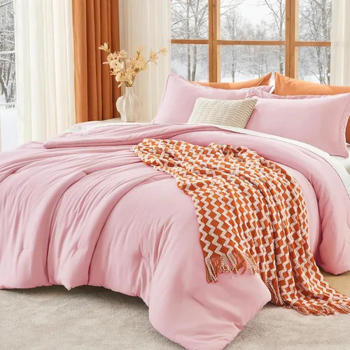Vista 21 de MUXHOMO Juego de edredón beige tamaño individual/individual XL, ropa de cama alternativa ultrasuave para todas las estaciones. El juego de cama