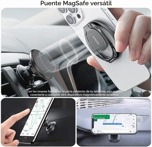 Vista 4 de Doflyesky Soporte magnético de anillo de teléfono para iPhone, soporte de agarre doble ajustable para teléfono de gimnasio y soporte extraíble