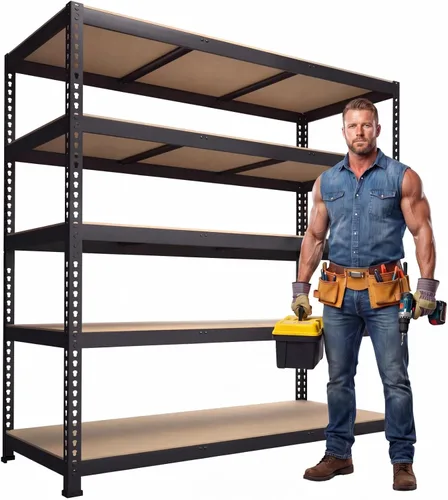 Vista 10 de PrimeZone Estantes de Almacenamiento de Servicio Pesado de 40" An x 20" Pr x 59" Al, Unidad de Estantería de Garaje Ajustable de 4 Niveles, Estante