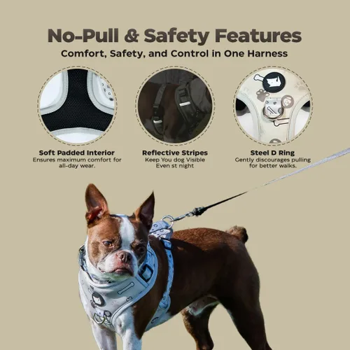 Vista 9 de Haminway Arnés sin tirones para perros medianos – Chaleco reflectante y transpirable con correas ajustables para el pecho y el cuello – Fácil