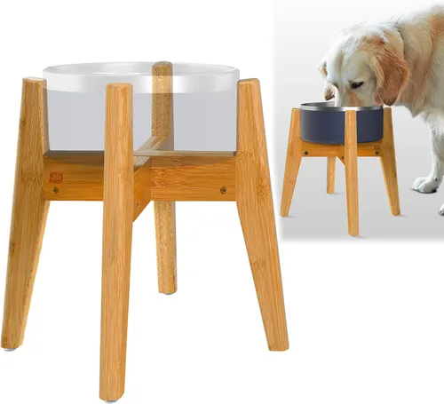 Vista 9 de Soporte para cuenco para perros (12 pulgadas de alto), ideal para razas grandes, ajustable de lado, pies inclinados, eleva, eleva los comederos