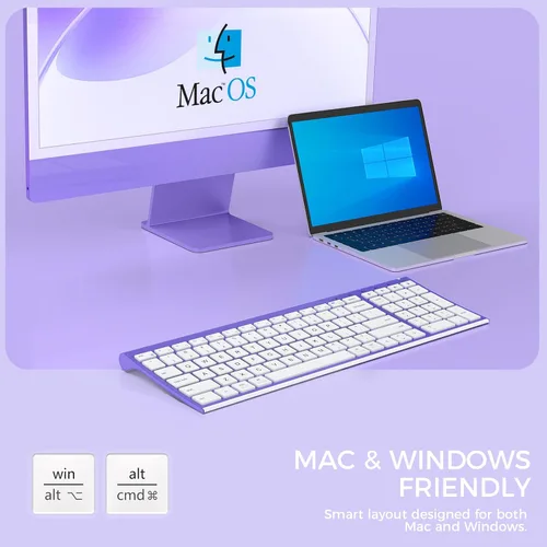 Vista 7 de iClever Teclado Bluetooth BK10 Escritura silenciosa Multidispositivo USB-C Recargable - Teclado inalámbrico delgado para Mac Windows iPad Office