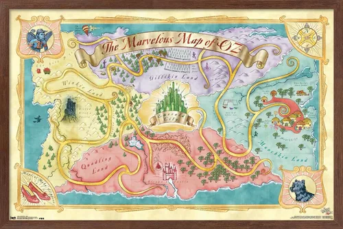 Vista 10 de The Wizard Of Oz - Póster de pared de mapa, 22.4 pulgadas de largo x 14.7 pulgadas de ancho, versión enmarcada de madera de granero