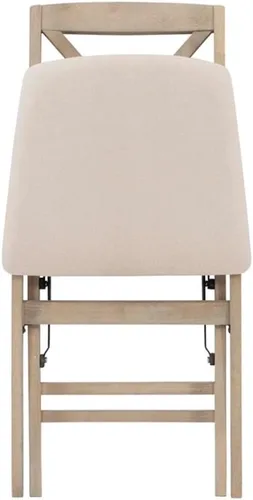 Vista 5 de MAKLAINE Juego de dos sillas plegables X-Back, asiento acolchado en madera blanqueada