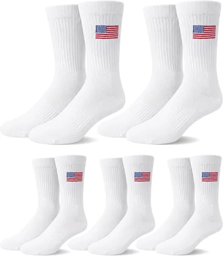 Vista 7 de Halfchet 5 pares de calcetines de bandera estadounidense para hombre