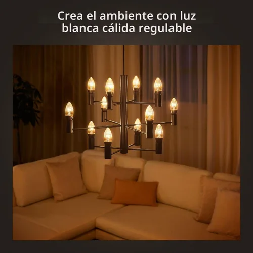 Vista 8 de Philips Hue White Ambiance Bombilla de Filamento E12 Candle Gama Completa de Luz Blanca, Compatible con Alexa, Google Assistant y Apple HomeKit