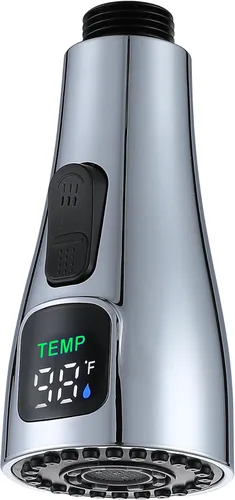 Vista 8 de Reemplazo de la cabeza del grifo de cocina, pantalla de temperatura LED, cabezal rociador de cocina, boquilla pulverizadora extraíble para grifo