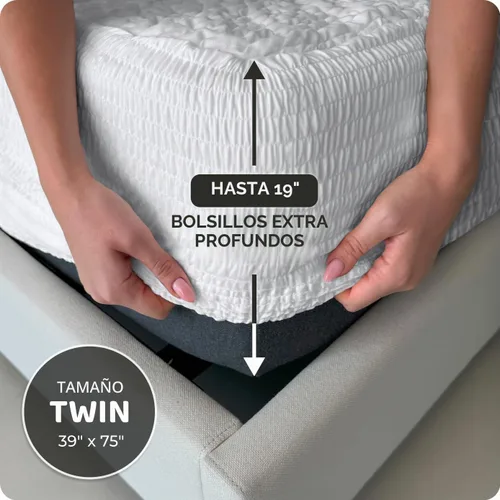 Vista 6 de PAULATO BY GA.I.CO - Protector de colchón impermeable tamaño individual, estilo sábana bajera, transpirable y silencioso, bolsillo profundo de hasta