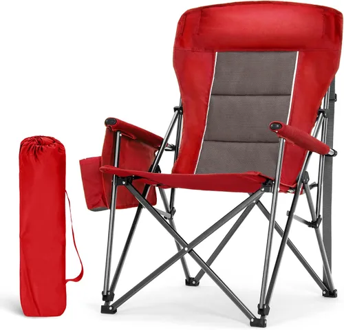 Vista 10 de LET'S CAMP Sillas de camping de gran tamaño Silla de césped resistente con Negro