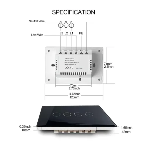 Vista 7 de Interruptor de luz inteligente, interruptor de luz WiFi de 2.4 GHz compatible con Alexa y Google Home, interruptor de luz de pared táctil
