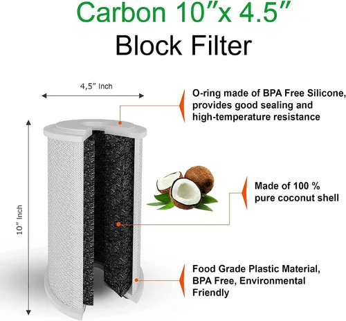 Vista 4 de Filtros de agua de bloque de carbono Big CTO Cartucho para toda la casa de 4.5" x 10" BIEN COMPAÑADO con la serie CBC, WFHDC8001, EP y EPM Series