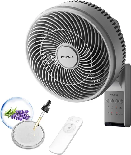 Vista 12 de PELONIS 12 inch Indoor Oscillating Wall Mount Fan with Remote, White Blanco