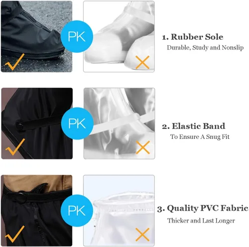 Vista 3 de HLKZONE Cubiertas impermeables para botas de lluvia, plegables, reutilizables, antideslizantes, con reflector, para mujeres y hombres