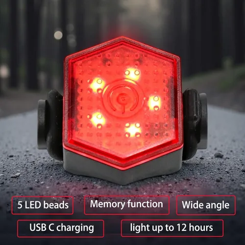 Vista 3 de Bike Tail Light Bicycle Rear Light USB-C Rechargeable LED Cycling Safety Flashlight with 4 Light Mode for Road Mountain Night Riding & Adults Men