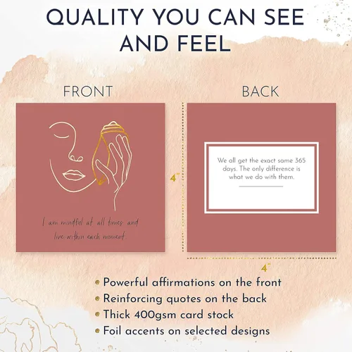 Vista 4 de RYVE 52 tarjetas de afirmación positiva para mujeres, indicaciones de atención plena con citas inspiradoras para motivación diaria y meditación