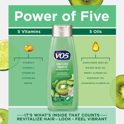 Vista 4 de VO5 Herbal Escapes - Champú aclarante – 12.5 onzas líquidas – Kiwi Lime Squeeze – Ayuda a nutrir, hidratar e hidratar el cabello dejándolo con un