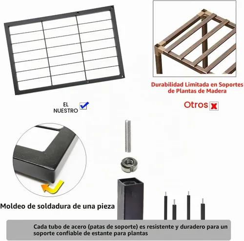 Vista 4 de Twhep Soporte para plantas de hierro de 5 niveles, moderno estante multifuncional para balcón y jardín Macetas negras de 5 niveles 11