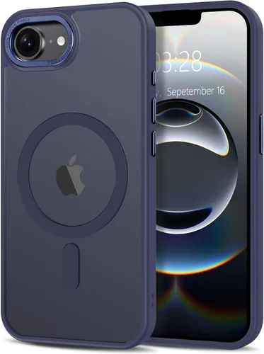 Vista 303 de Anuck - Funda magnética para iPhone 11 compatible con MagSafe, carcasa trasera mate translúcida dura, borde de TPU, delgada, resistente a impactos