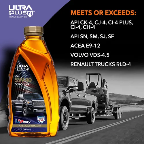 Vista 4 de ULTRA 1PLUS SAE 5W-40 Aceite de Motor Diésel Completamente Sintético de Servicio Pesado - Aceite de Motor 5W 40 API CK-4/SN (1 Galón)