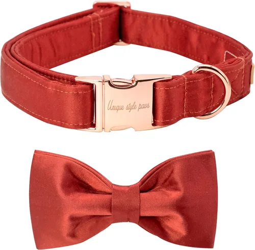 Vista 9 de Collar para perro, collar de seda verde con lazo, lazo suave, collar ajustable para mascotas, regalo para perros hembras o machos XS