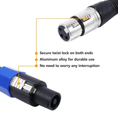Vista 4 de HBU Paquete de 1 cable Speakon a XLR hembra, cable de audio Speak-ON macho a conector XLR de 3 polos, estudio Pro PA DJ, cable de extensión