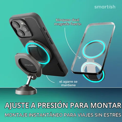 Vista 5 de Smartish® MagSafe Grip Kickstand - Quickstand - Agarre Magnético para Teléfono Celular con Anillo para Dedo, Relleno de Calcetín Navideño - Soporte