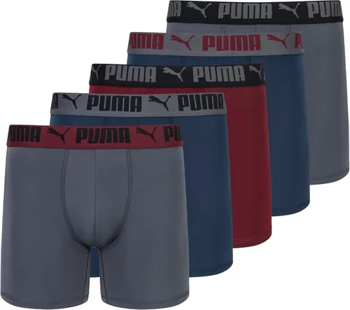 Vista 10 de PUMA Paquete de 5 calzoncillos tipo bóxer Performance para hombre Azul marino/rojo/negro