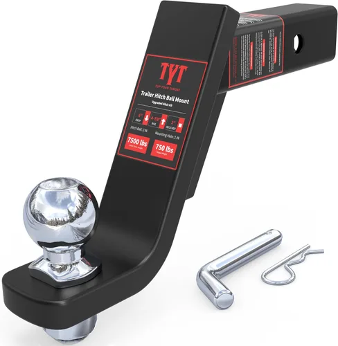 Vista 15 de TYT - Enganche de remolque ajustable de tres bolas para receptor de 2 pulgadas, caída/elevación de 4.5", bolas triples (1-7/8", 2", 2-5/16")