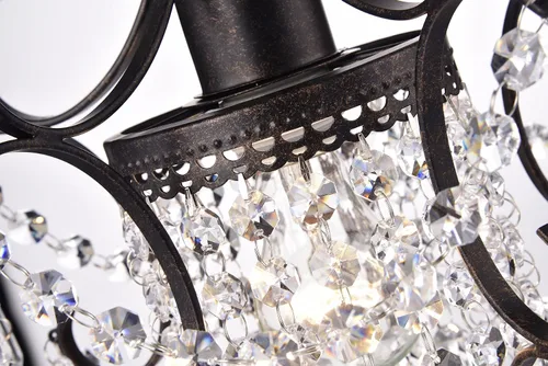 Vista 8 de Edvivi Amorette - Mini candelabro de cristal, 1 luz moderna y elegante lámpara de techo de bronce antiguo, iluminación colgante ajustable