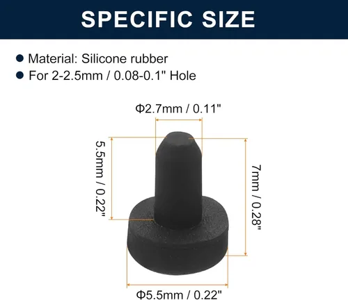 Vista 3 de uxcell 16 Piezas de Tapones de Goma Negros, 2.7mm para Agujeros de Enchufe de 2-2.5mm/0.08-0.1