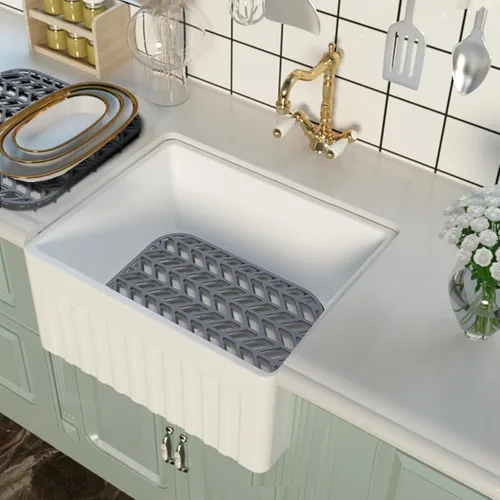 Vista 4 de AWOKE Protectores de fregadero para fregadero de cocina, tapete de fregadero de 12.25 x 11.5 pulgadas, resistente al calor, alfombrilla de silicona