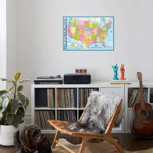 Vista 3 de AllPosters Póster de pared, mapa de los Estados Unidos con banderas estatales, 36x24 Impresión solamente