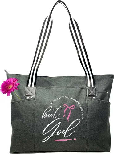 Vista 12 de Brooke & Jess Designs Bolsas grandes con cremallera inspiradoras para mujer, ideas de regalos cristianos Be Still and Know Lexie Black