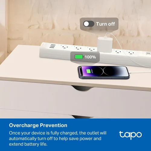Vista 9 de Tapo Regleta de Alimentación Inteligente Wi-Fi - 6 Tomas Inteligentes Controladas Individualmente y 3 Puertos USB con Protección contra