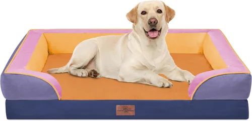 Vista 19 de Comfort Expression - Cama ortopédica para perros medianos, 28 x 19 pulgadas, cama impermeable y de apoyo de espuma con cojines removibles, sofá