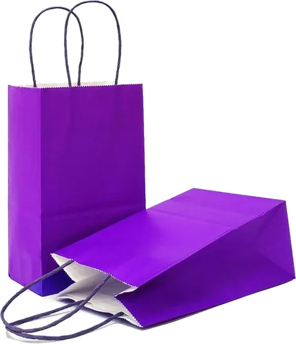 Vista 28 de AZOWA Bolsas de regalo mini de papel kraft con asas (Azul claro, 4x2.4x6, 25 piezas) Blue Color, Kraft Paper, Mini Size, 25 Pieces, Party Bags