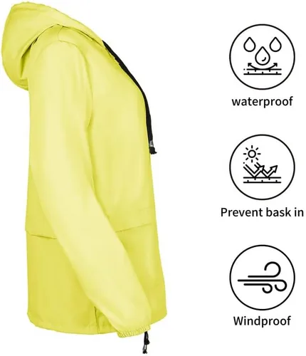 Vista 2 de VIKEVO Chaqueta impermeable con capucha para mujer plegable plegable larga activa para exteriores