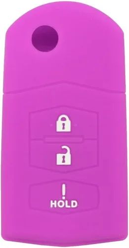 Vista 4 de SEGADEN Funda protectora de silicona compatible con MAZDA 3 botones Flip Remote Key Fob CV2532 Negro