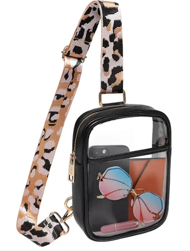 Vista 10 de Vangue Bolso transparente para mujer, aprobado por el estadio, bolsa cruzada transparente con correa ajustable, bolsa transparente para conciertos