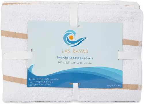 Vista 7 de Arkwright Las Rayas - Funda para tumbona, paquete de 2, toalla de rizo 100% algodón suave a rayas con soporte de bolsillo para playa, piscina, silla