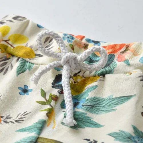 Vista 6 de Conjunto de sudadera con capucha floral de manga larga para bebé niña con bolsillo y diadema