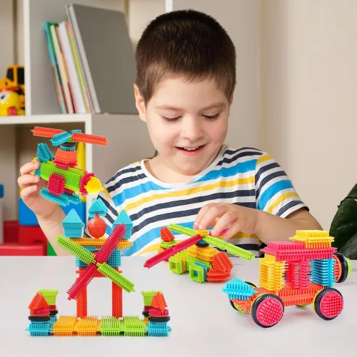 Vista 6 de Teytoy 100 piezas de bloques de construcción con forma de cerda para niños pequeños