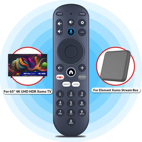 Vista 2 de Reemplazo para control remoto de voz del reproductor de caja de transmisión Xumo TV Element, compatible con Element 65” 4K UHD HDR Xumo TV E500AC65C