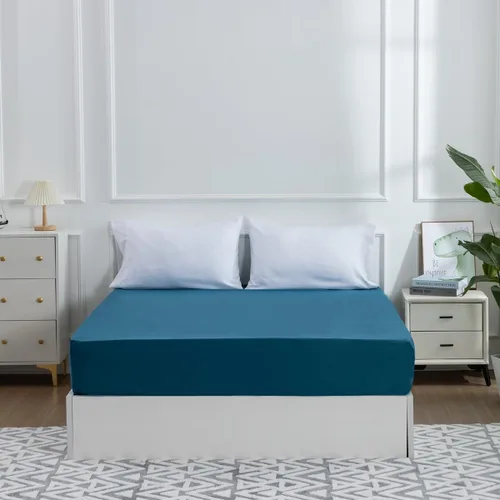 Vista 2 de Holawakaka Protector de colchón impermeable tamaño individual, color azul marino, sábana bajera transpirable, funda para colchón de cama de 14