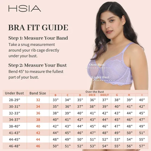 Vista 7 de HSIA Sujetadores para mujer con encaje sin forro, brasier reductor de pecho de cobertura completa con aros