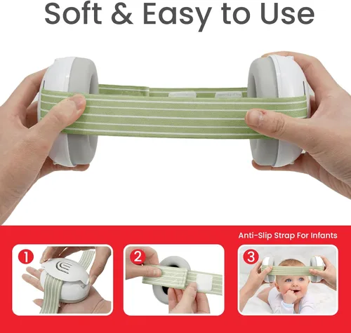 Vista 3 de Orejeras para bebés con protección contra el ruido para bebés de hasta 36 meses Verde