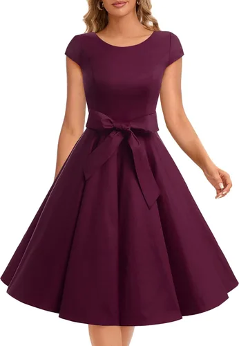 Vista 4 de Dressystar Vestido de cóctel vintage para mujer de los años 50, estilo rockabilly, vestidos retro para baile de graduación