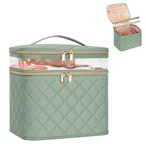 Vista 33 de OCHEAL - Bolsa de maquillaje portátil para cosméticos, estuche organizador de viaje de gran capacidad para mujeres, bolsa de aseo para niñas