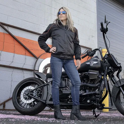 Vista 8 de Chaqueta de motociclista Milwaukee Leather MPL2764 para mujer, estilo de competición, con capucha, negra, de concha suave y blindada
