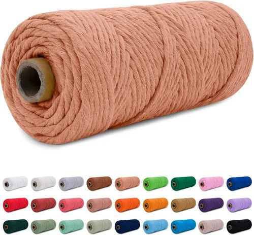 Vista 37 de CAMAL Cordón de macramé de 0.157 in x 109 yardas (328.1 ft), cuerda de algodón de color para tejer, manualidades, colgar en la pared, proyectos